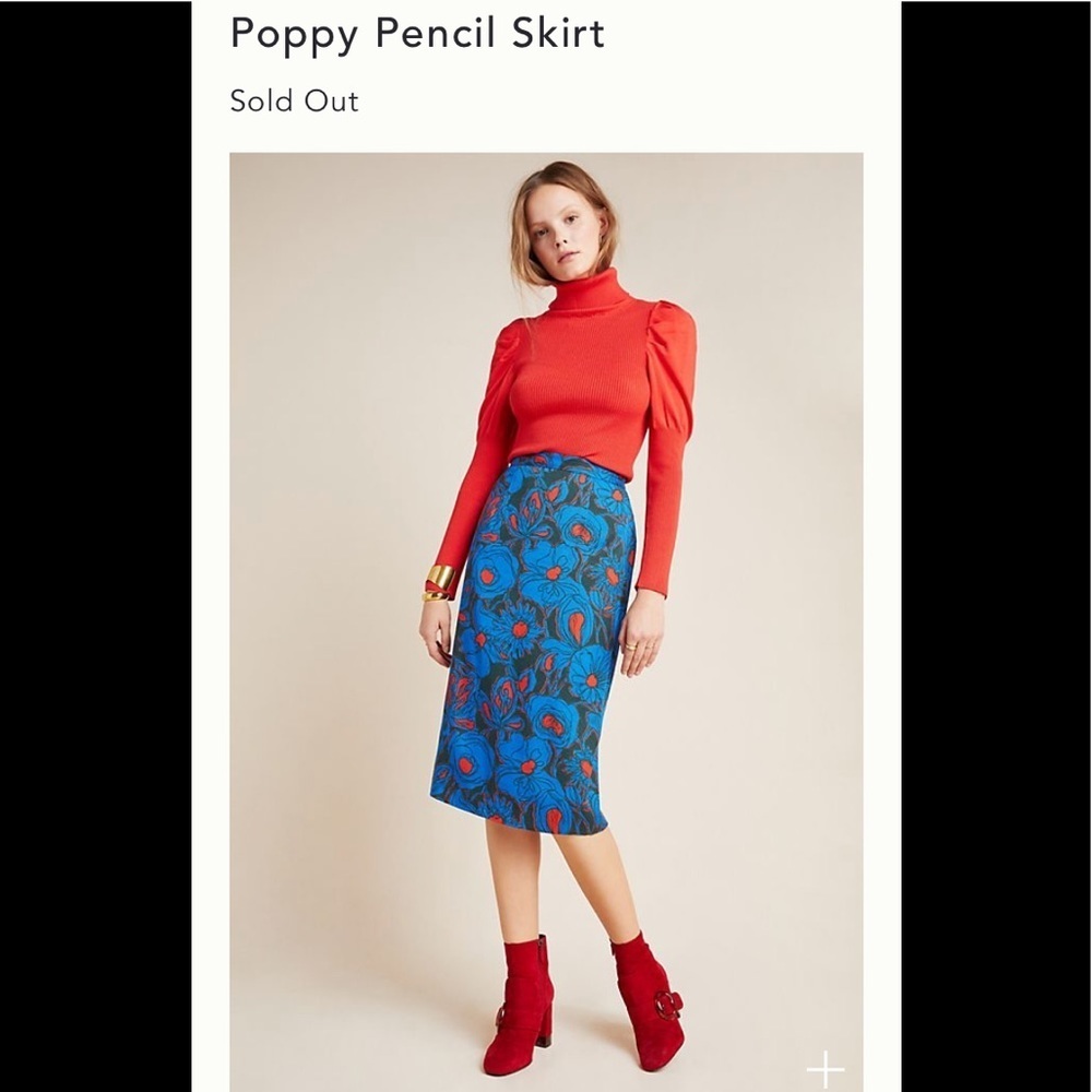 NWOT sz 12 Anthropologie Poppy Pencil Skirt